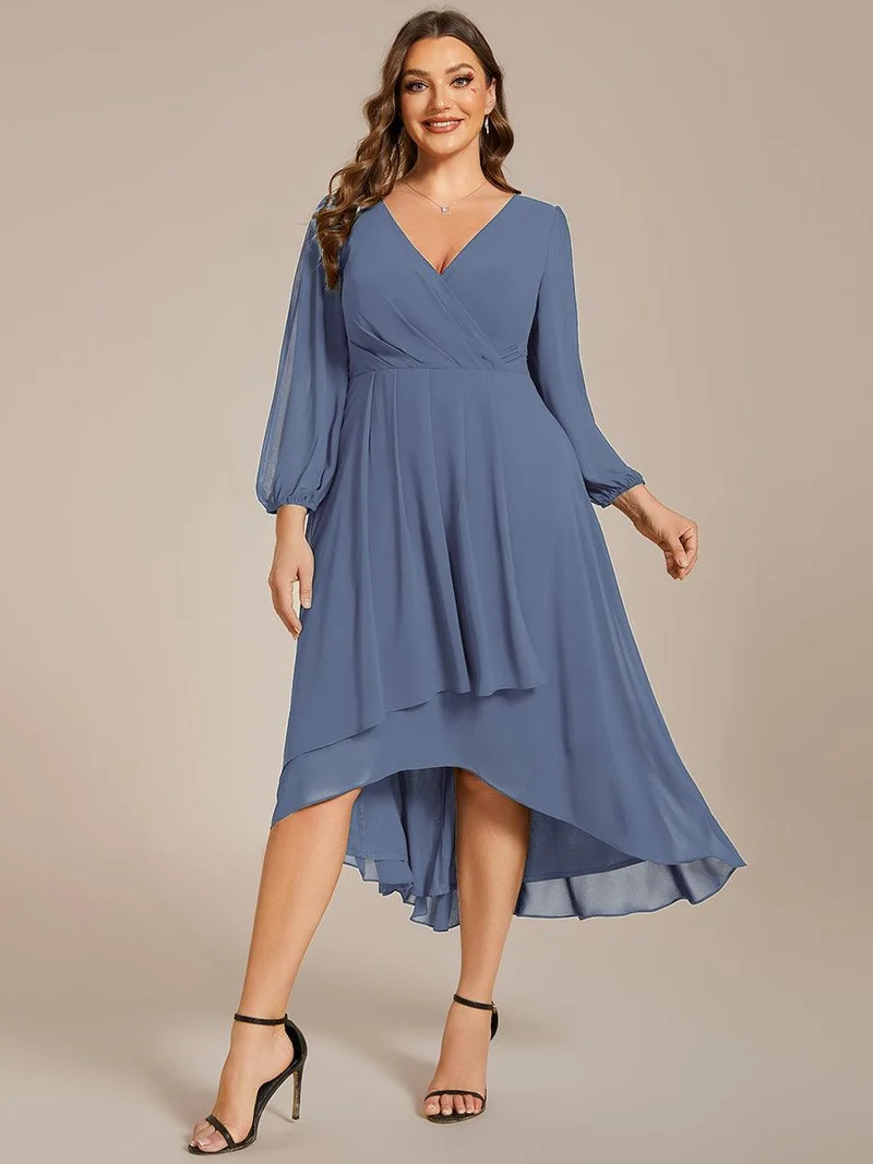 ever BRIAR|Robes de demoiselle d'honneur à manches longues et ourlet asymétrique