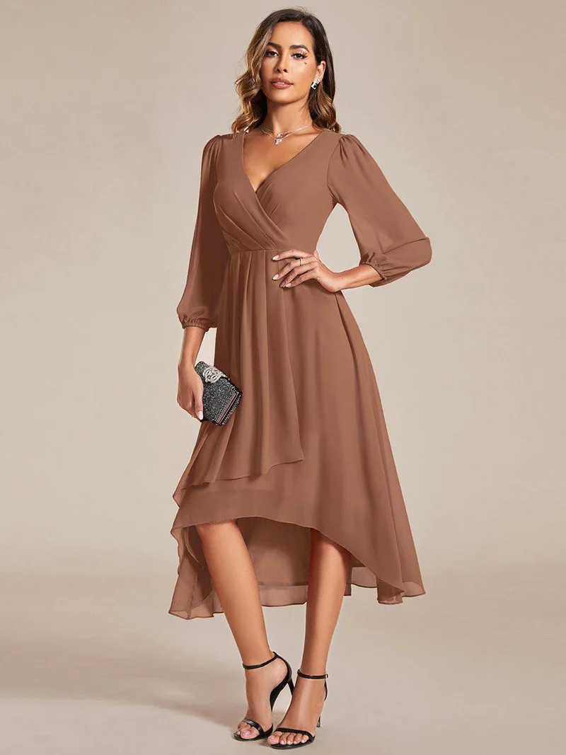 ever BRIAR|Robes de demoiselle d'honneur à manches longues et ourlet asymétrique