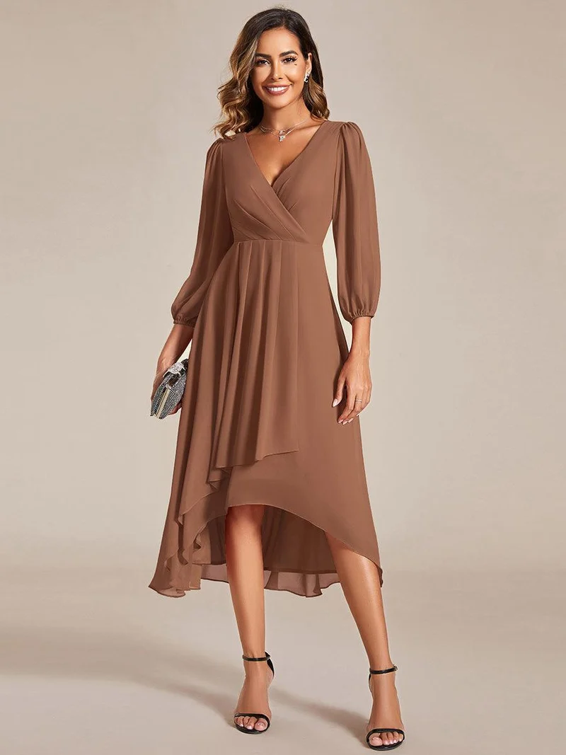 ever BRIAR|Robes de demoiselle d'honneur à manches longues et ourlet asymétrique