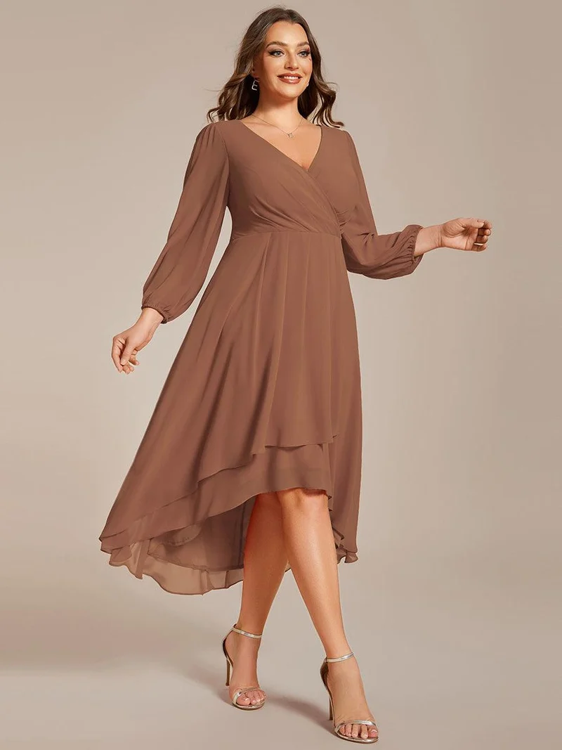 ever BRIAR|Robes de demoiselle d'honneur à manches longues et ourlet asymétrique