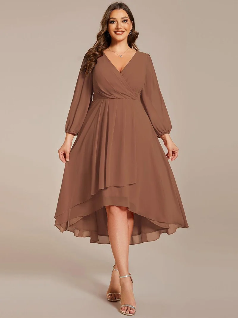 ever BRIAR|Robes de demoiselle d'honneur à manches longues et ourlet asymétrique