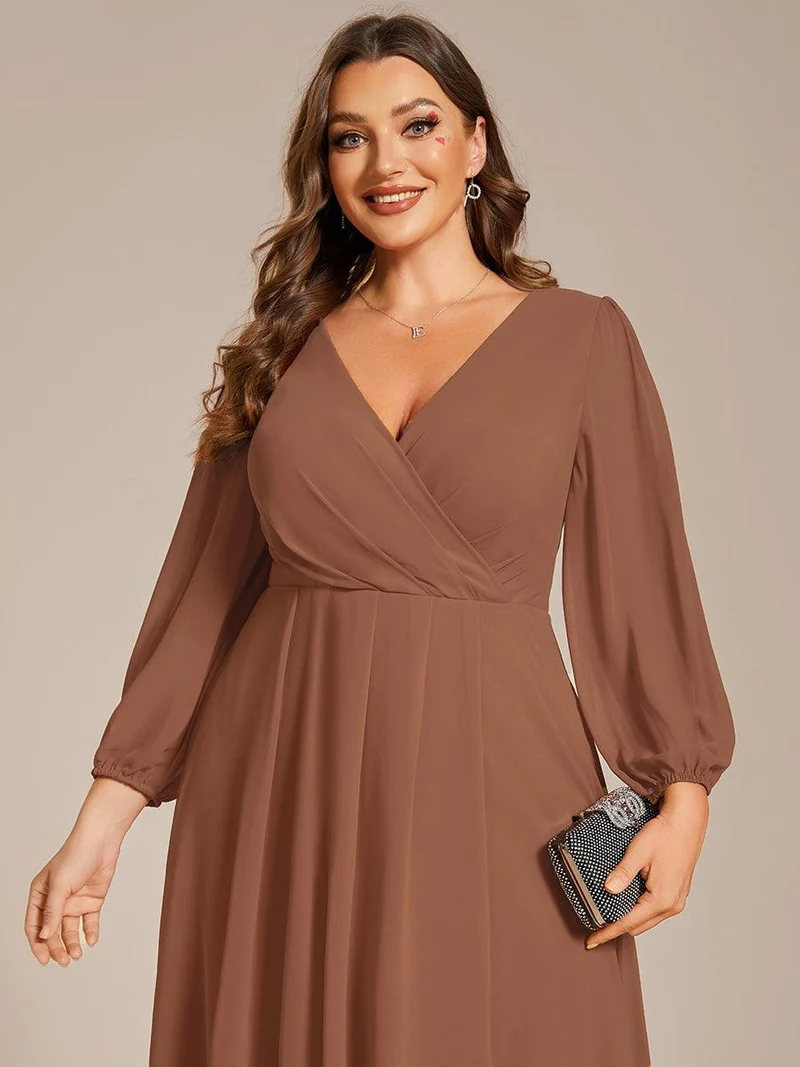 ever BRIAR|Robes de demoiselle d'honneur à manches longues et ourlet asymétrique
