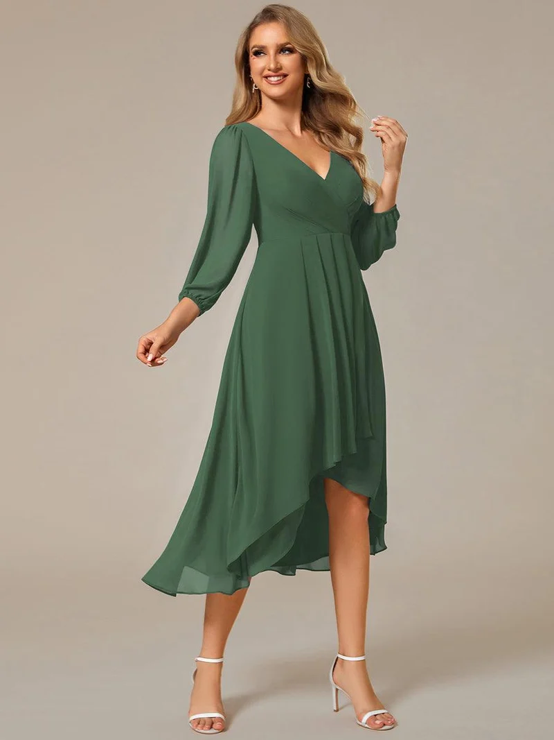 ever BRIAR|Robes de demoiselle d'honneur à manches longues et ourlet asymétrique