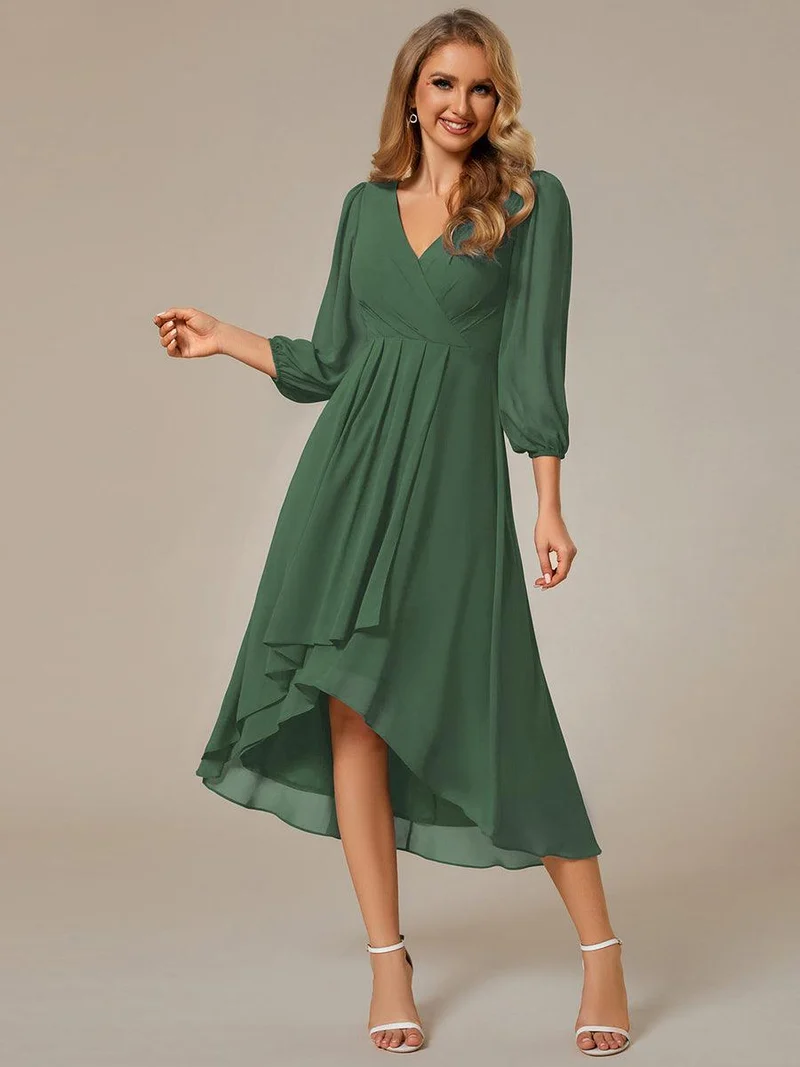 ever BRIAR|Robes de demoiselle d'honneur à manches longues et ourlet asymétrique