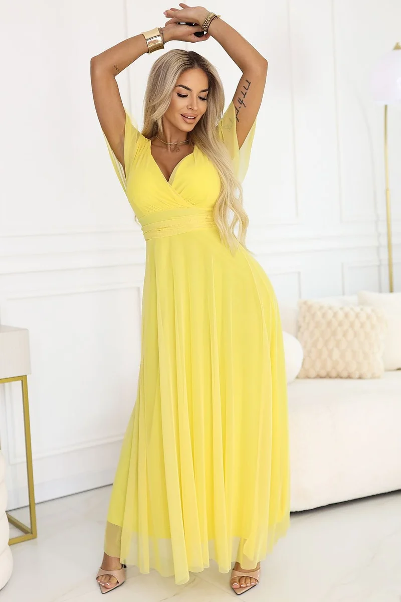 Robe de soirée longue évasée jaune