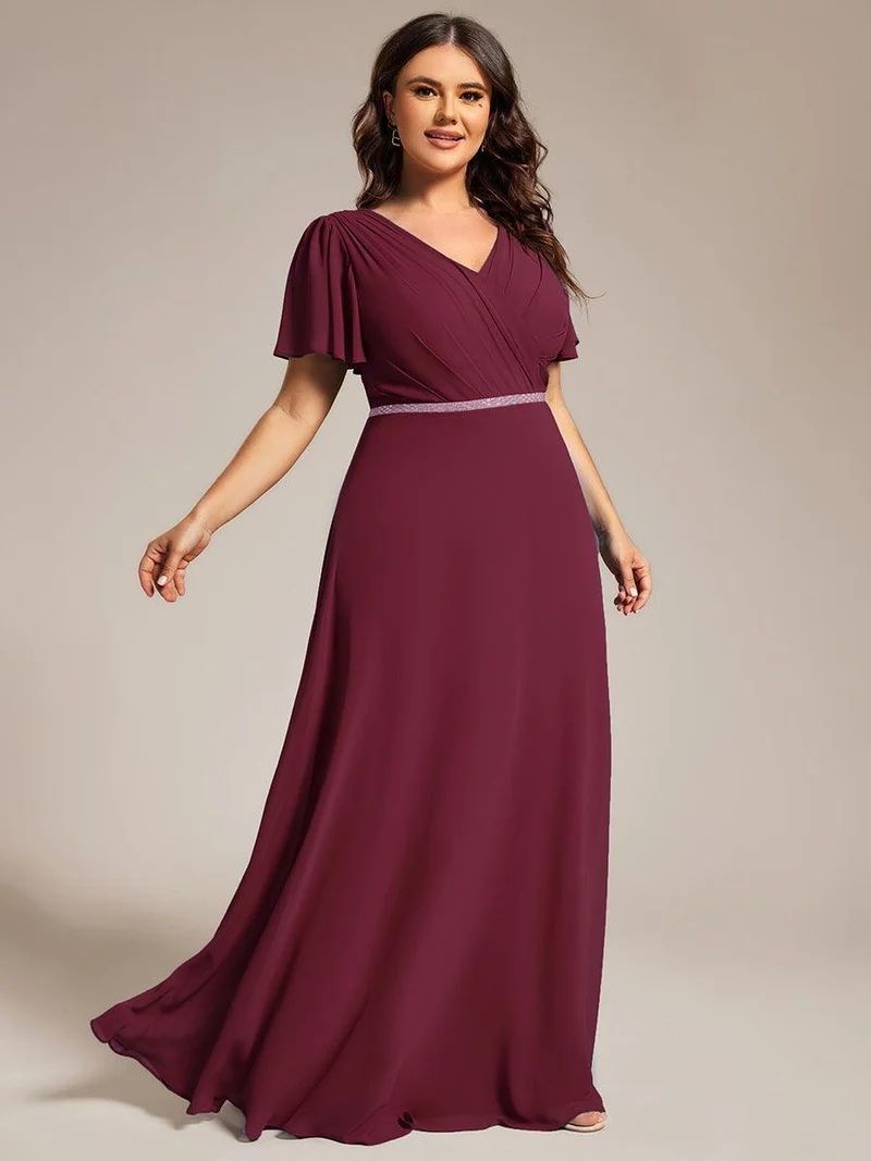 Robe de soirée trapèze en mousseline à sequins grande taille