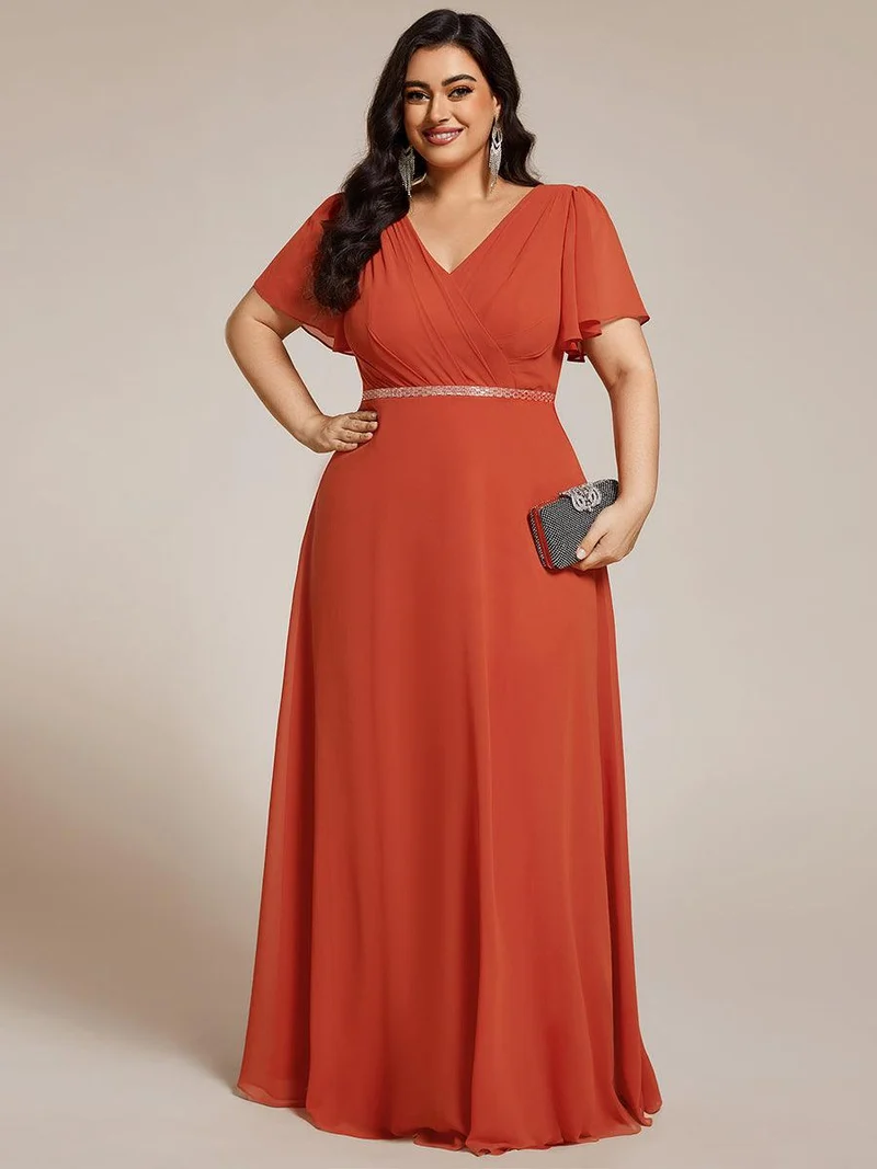 Robe de soirée trapèze en mousseline à sequins grande taille