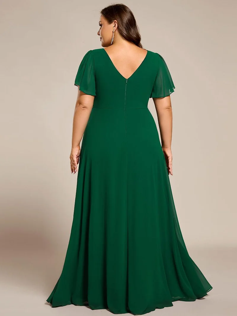 Robe de soirée trapèze en mousseline à sequins grande taille