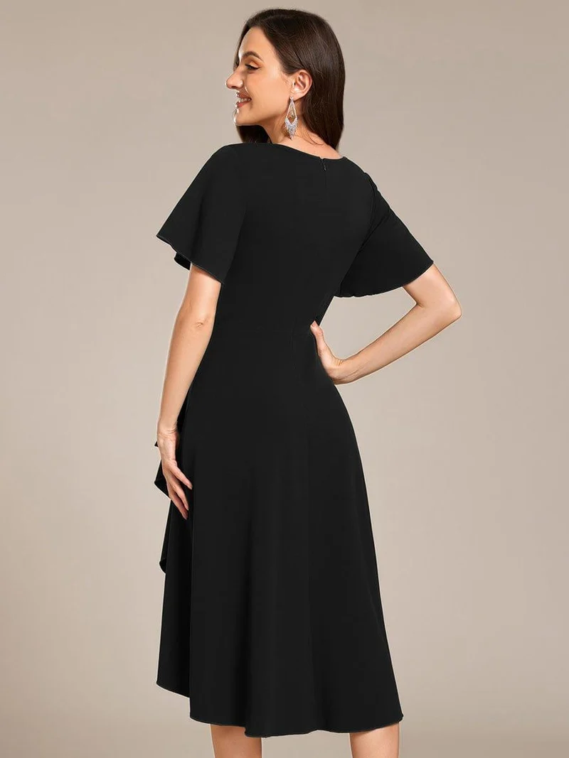 ever FALLON|Robe d'invitée de mariage mi-longue à col en V très extensible (Vente finale)