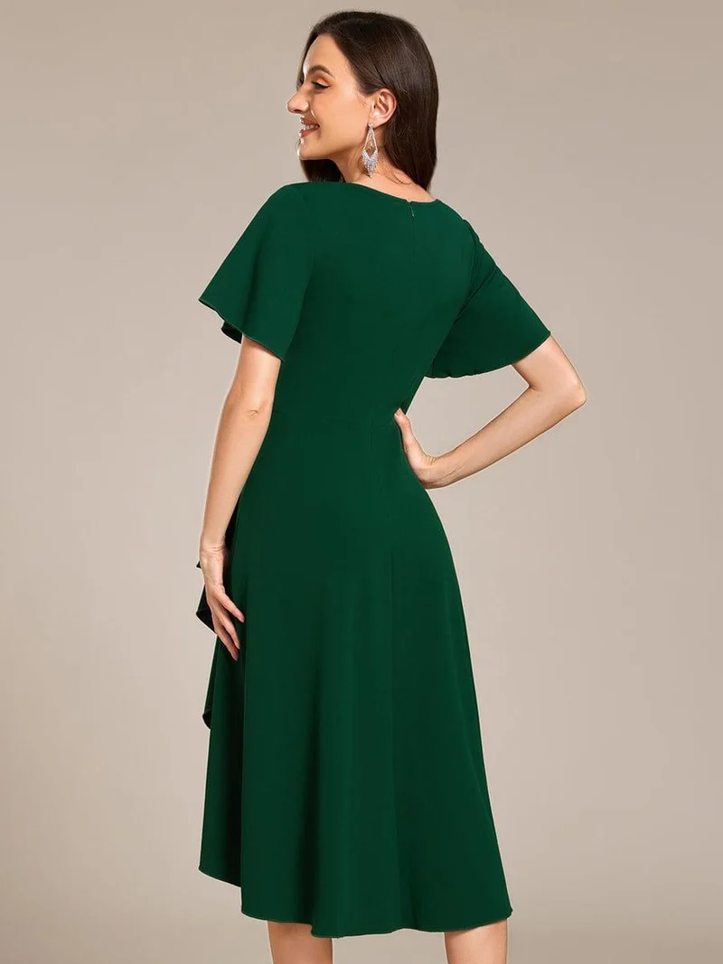 ever FALLON|Robe d'invitée de mariage mi-longue à col en V très extensible (Vente finale)