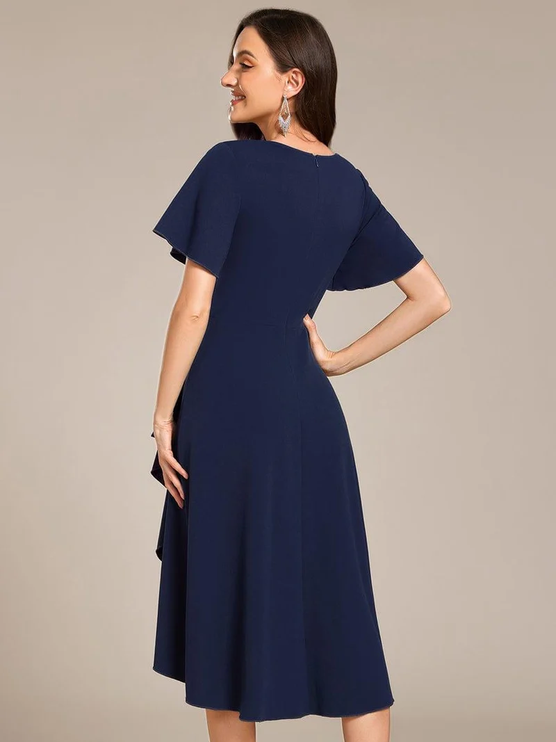ever FALLON|Robe d'invitée de mariage mi-longue à col en V très extensible (Vente finale)