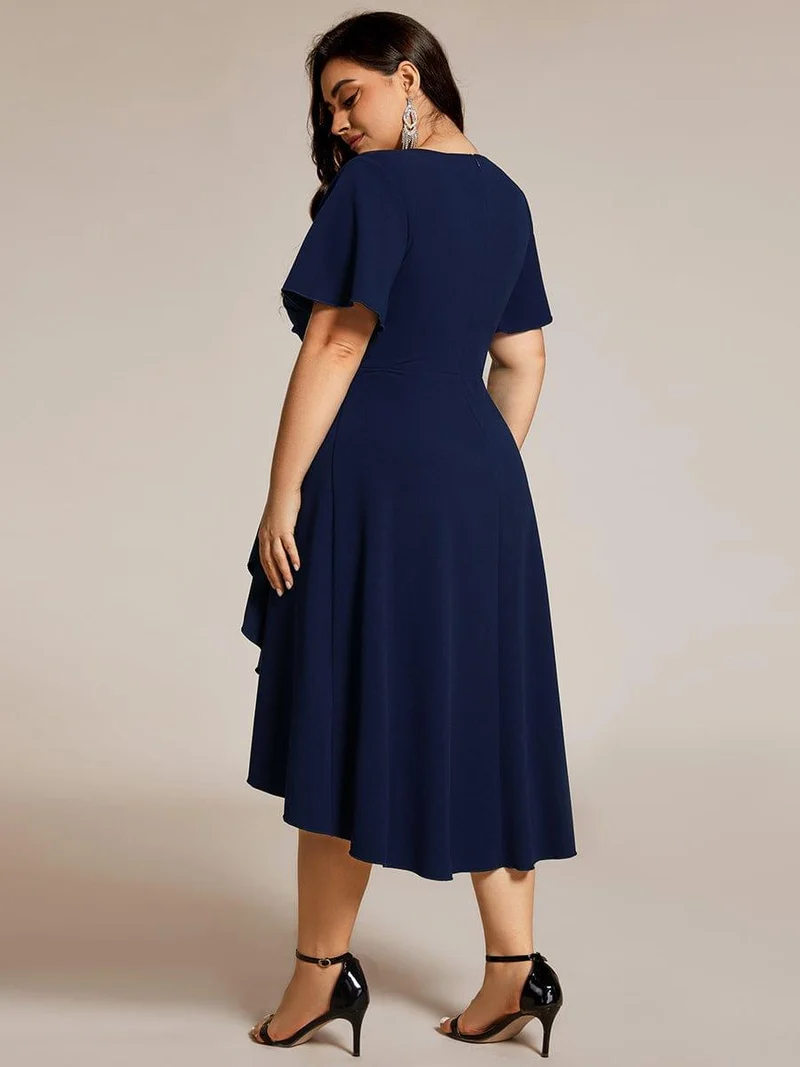 ever FALLON|Robe d'invitée de mariage mi-longue à col en V très extensible (Vente finale)