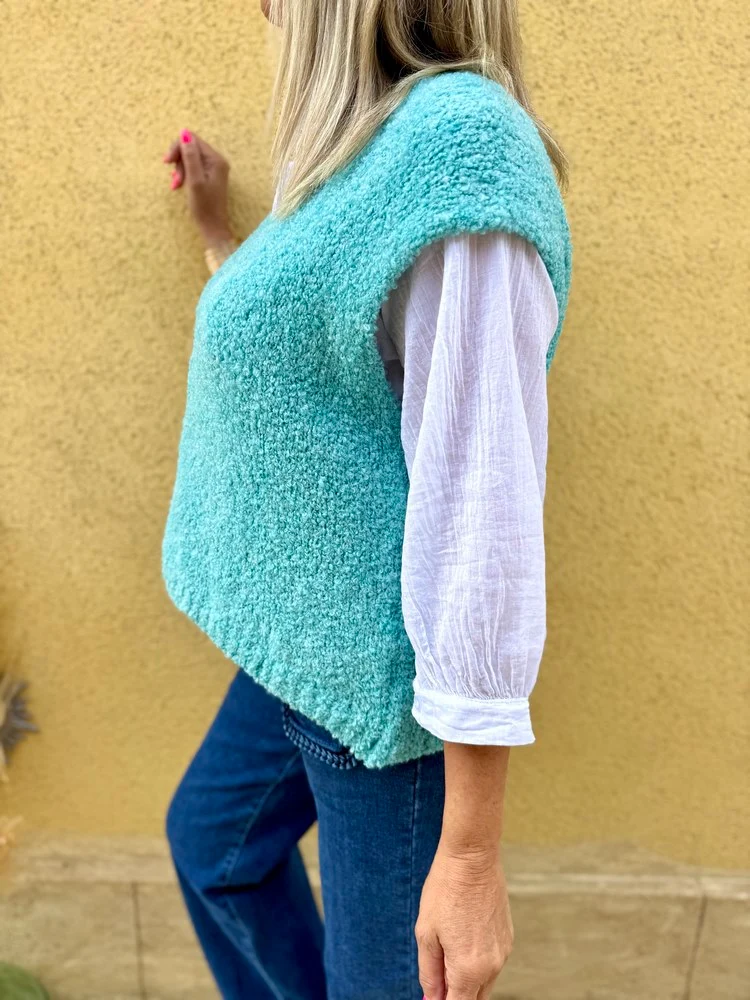 Pull bouclettes Olivio bleu glacier