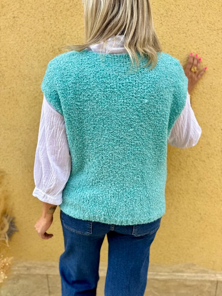 Pull bouclettes Olivio bleu glacier