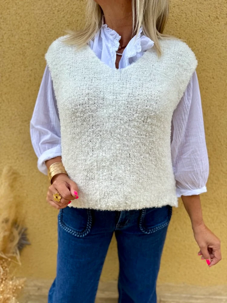 Pull bouclettes Olivio ivoire