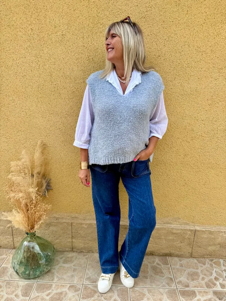 Pull bouclettes Olivio bleu