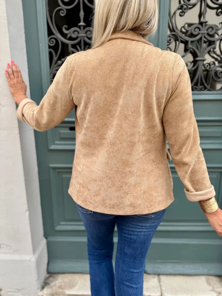 Veste tailleur en velours Sandra camel