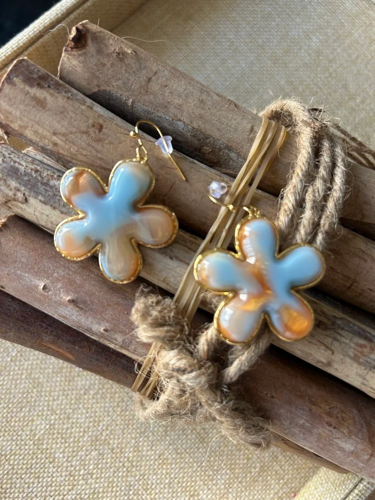 Boucles d'oreilles Agatha marbré bleu et orange