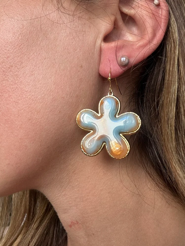 Boucles d'oreilles Agatha marbré bleu et orange