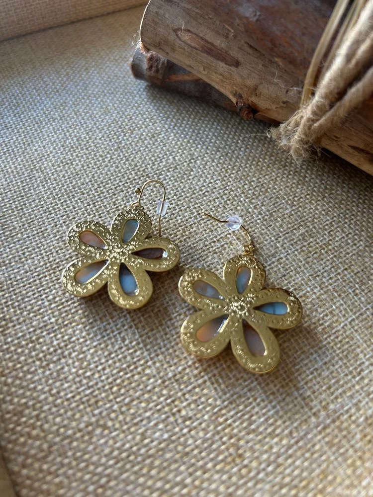 Boucles d'oreilles Agatha marbré bleu et orange