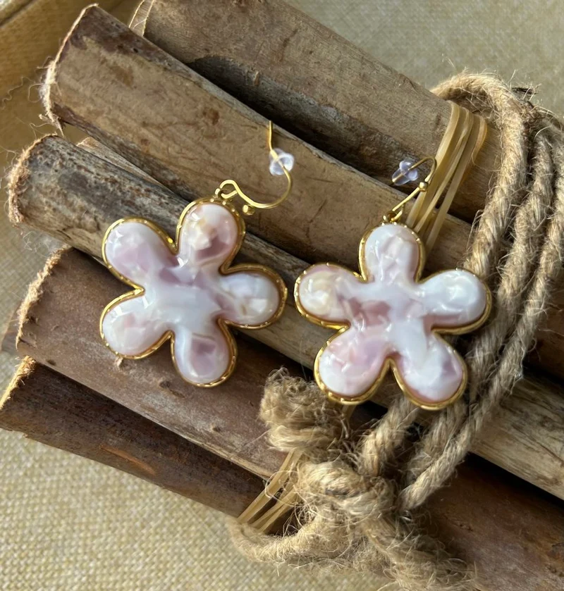Boucles d'oreilles Agatha marbré lilas et blanc