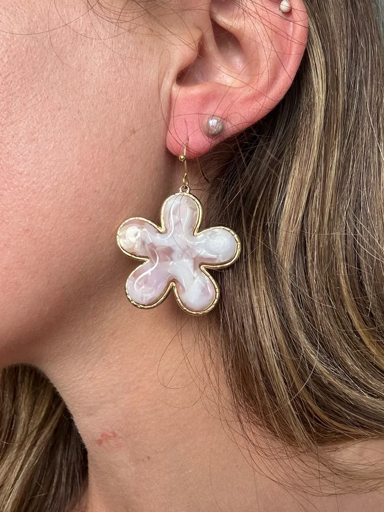 Boucles d'oreilles Agatha marbré lilas et blanc