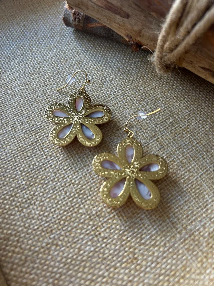 Boucles d'oreilles Agatha marbré lilas et blanc