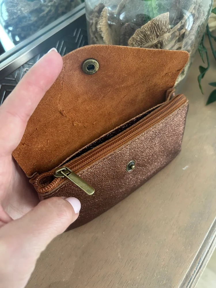 Porte monnaie Rico en cuir caramel