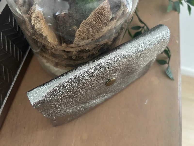 Porte monnaie Rico en cuir argent