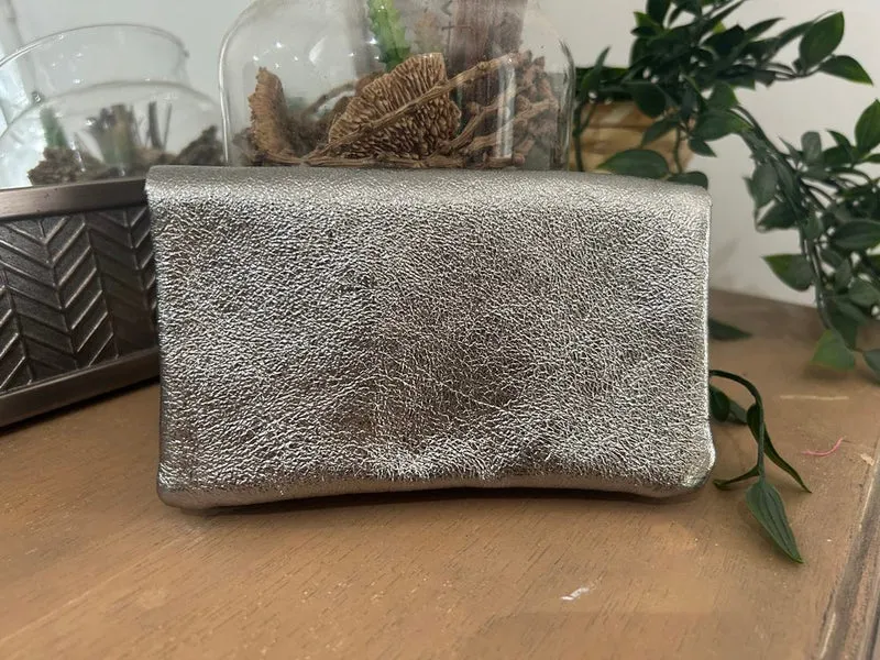 Porte monnaie Rico en cuir argent
