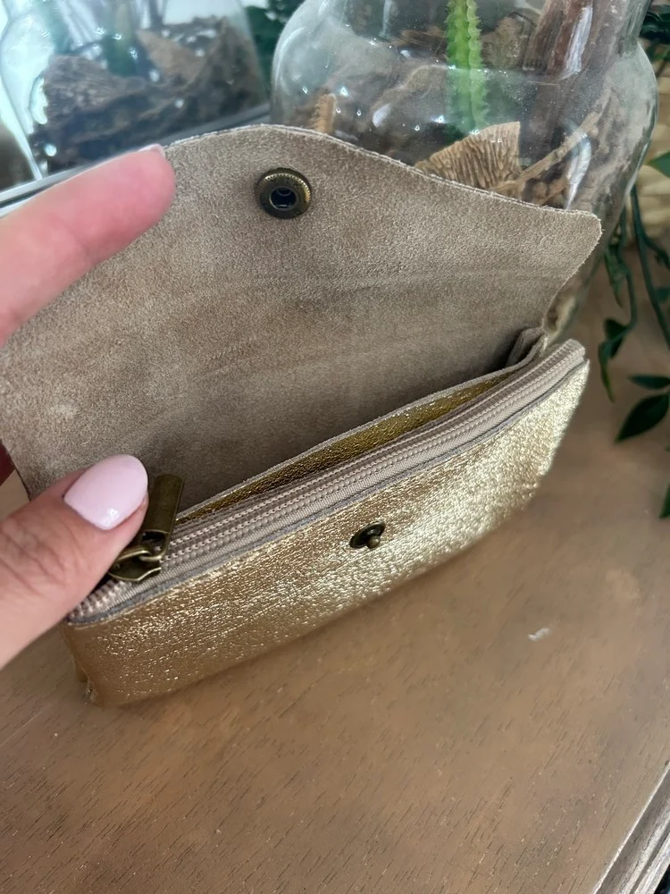 Porte monnaie Rico en cuir doré