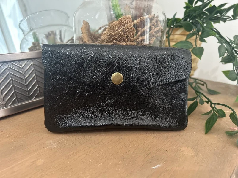 Porte monnaie Rico en cuir noir