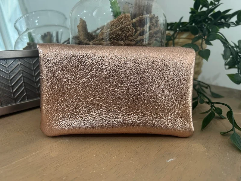 Porte monnaie Rico en cuir champagne rosé