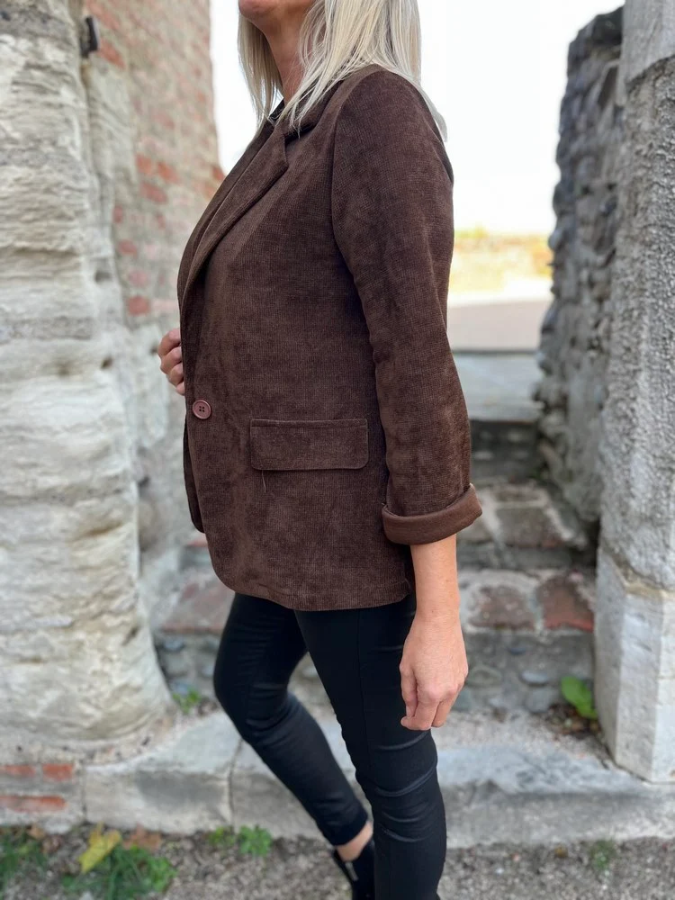 Veste tailleur en velours Sandra chocolat