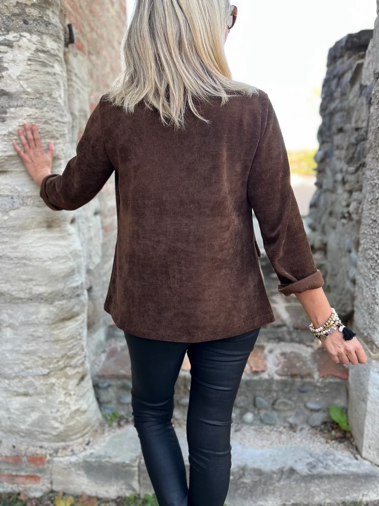 Veste tailleur en velours Sandra chocolat