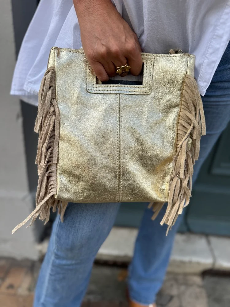 Sac en cuir Luciano brillant doré