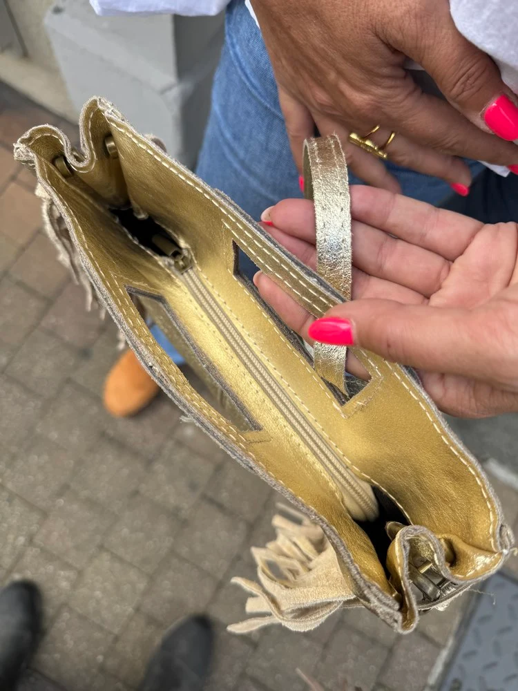 Sac en cuir Luciano brillant doré