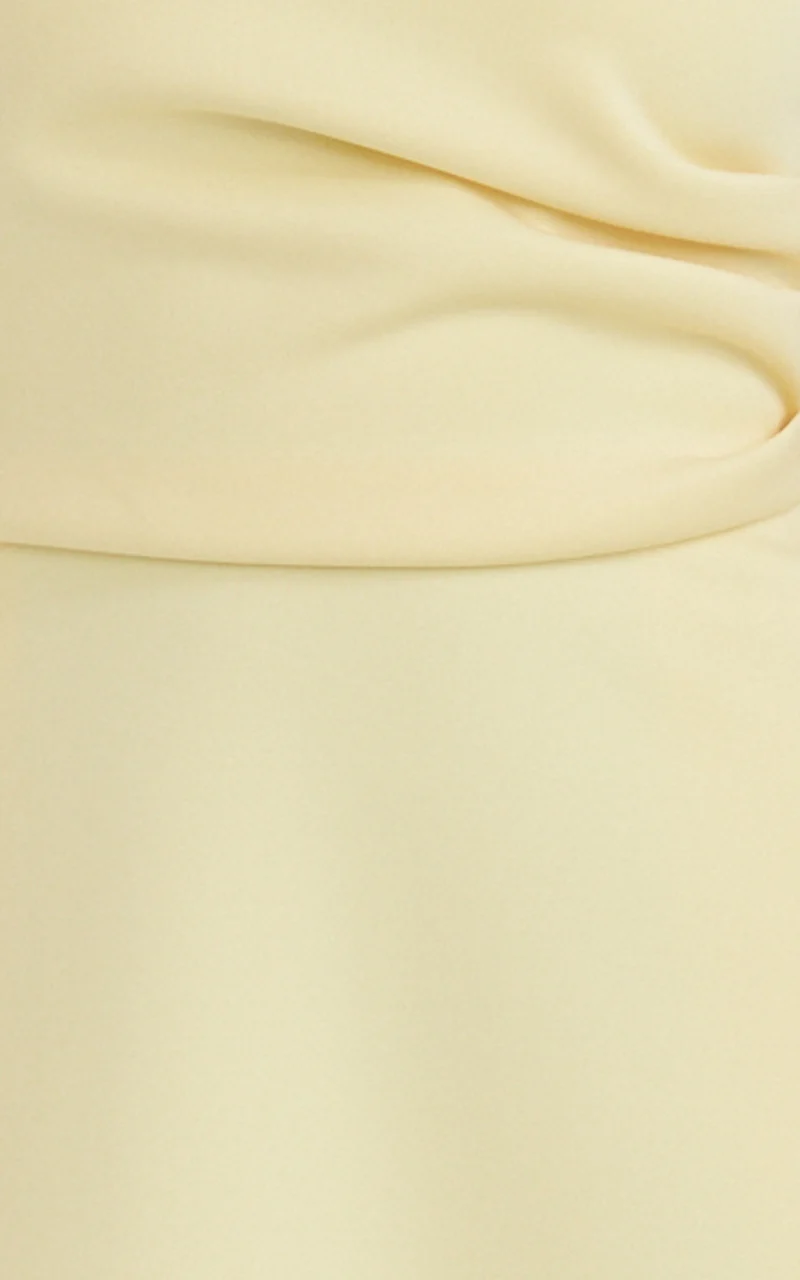 Macy Midi Dress - High Neck A Line Dress in Lemon