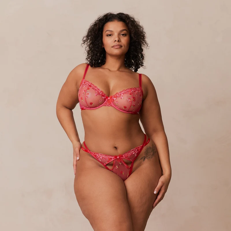Blush Embroidered Balcony Soutien-Gorge - Rose vif