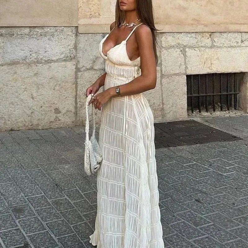 Robe été bohème longue frossée