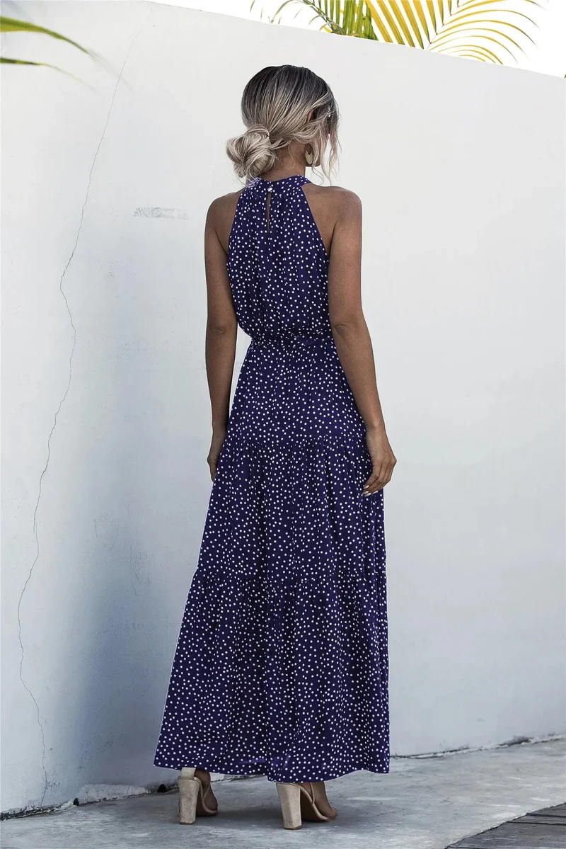 Robe longue sans manches à col halter