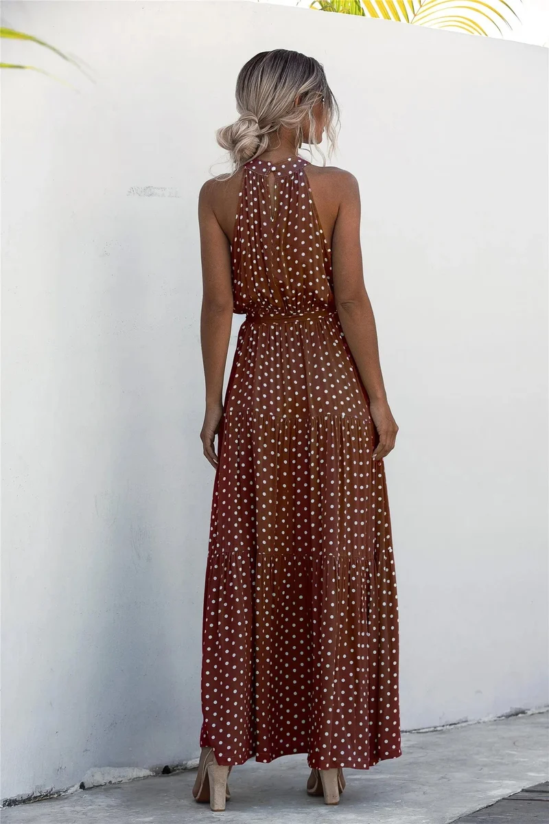 Robe été bohème longue fluide à pois