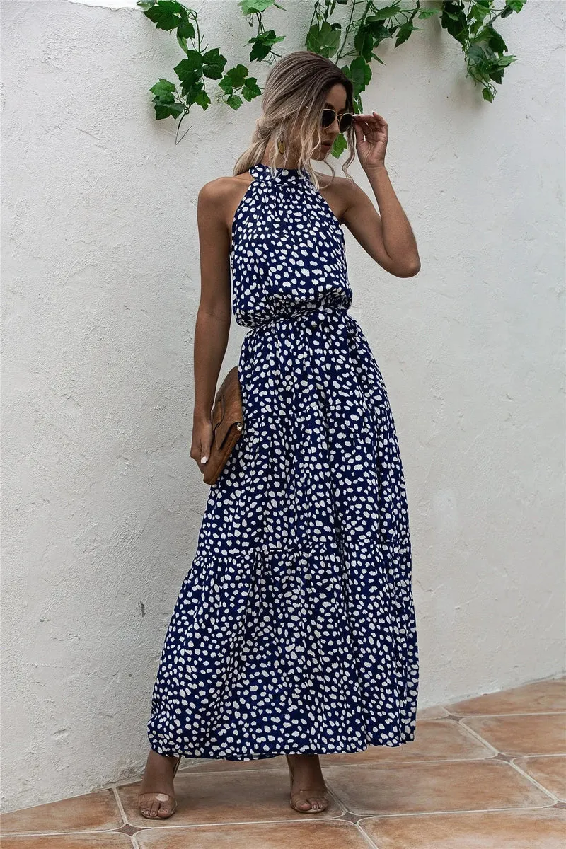 Robe été longue halter fluide