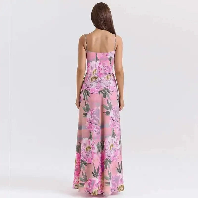 Robe été fleurie rose bretelles fines