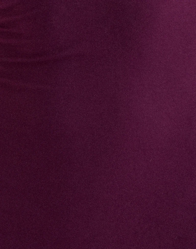 Mini-robe froncée à encolure en trou de serrure Adison, en jersey de rayonne, couleur figue