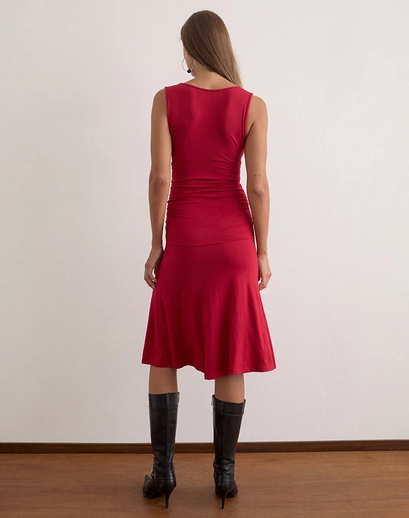 Robe midi Laluma en rouge adrénaline