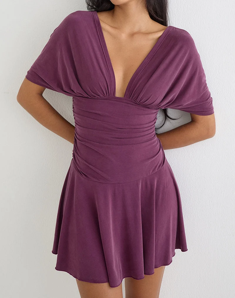 Mini-robe Sunmi en cupro, violet foncé