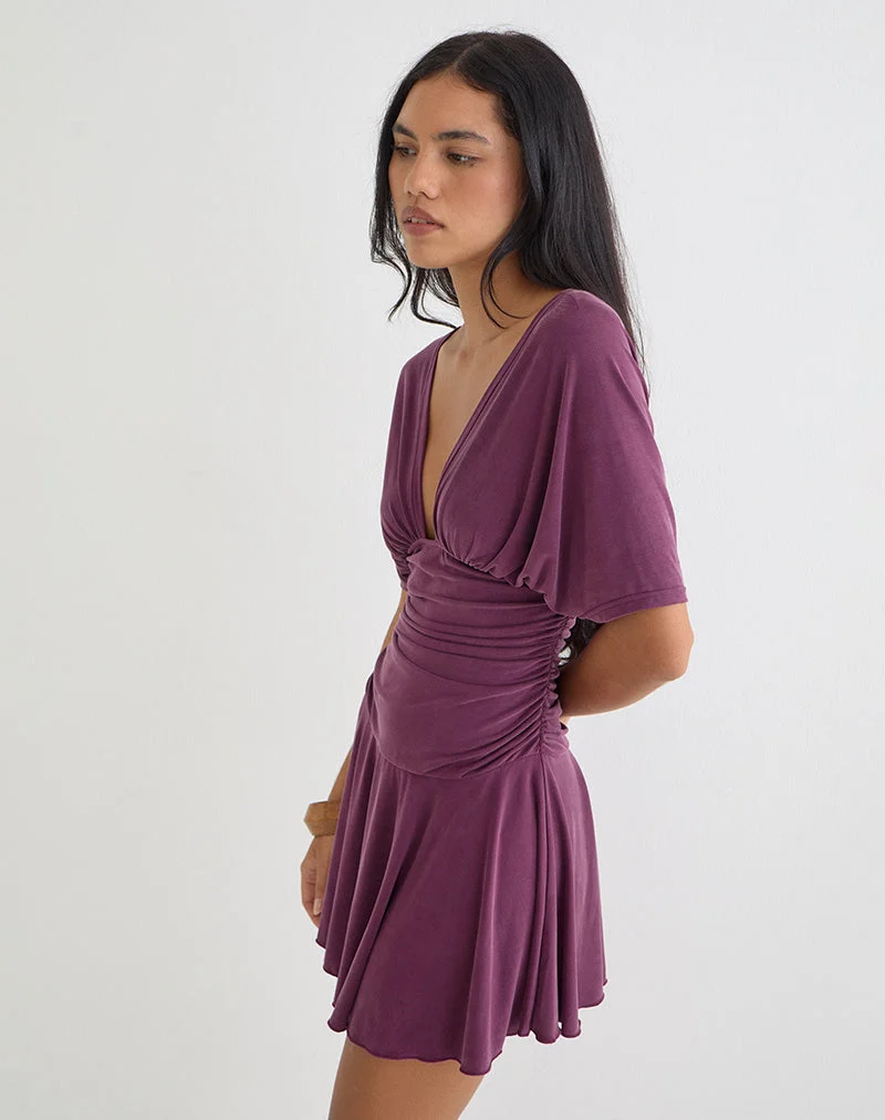 Mini-robe Sunmi en cupro, violet foncé