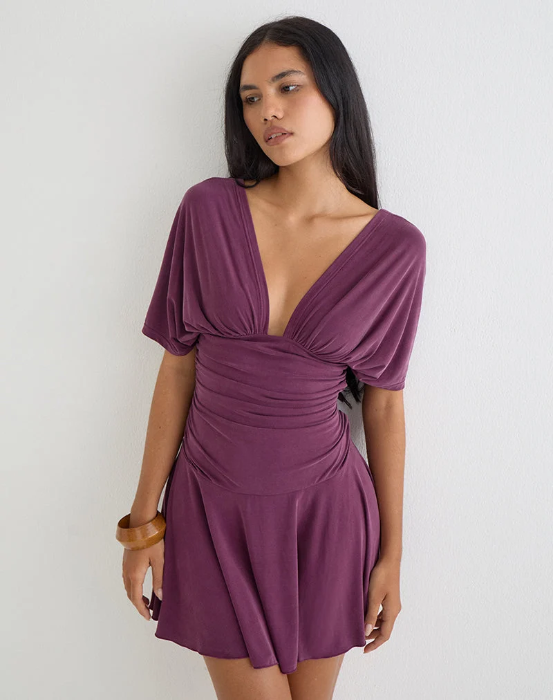 Mini-robe Sunmi en cupro, violet foncé