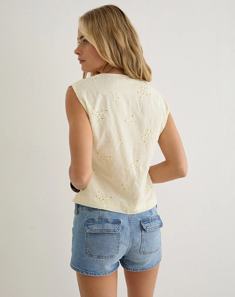 Haut plongeant Yoshino en broderie Lemon